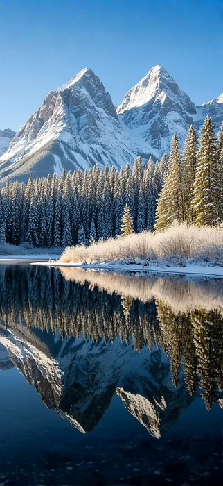 Majestätische Winterberge & Perfekte See-Spiegelung